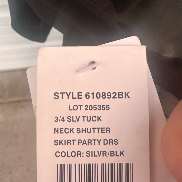 S.L. Fashions Elegant Black and Silver Tiered Taffeta Dress size 18W. - Picture 7 of 9